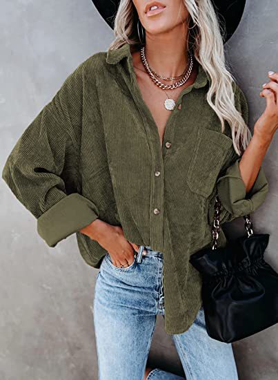 Damen Übergroße Kordbluse