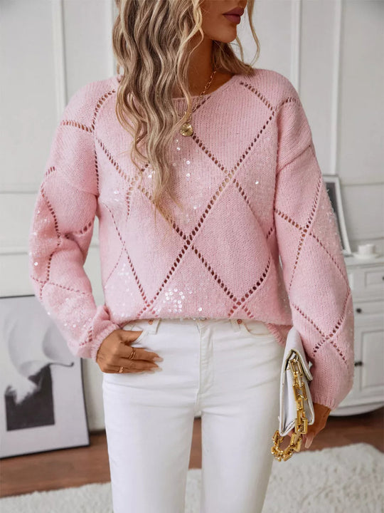 Damen Modischer Pullover mit Glitzerakzenten