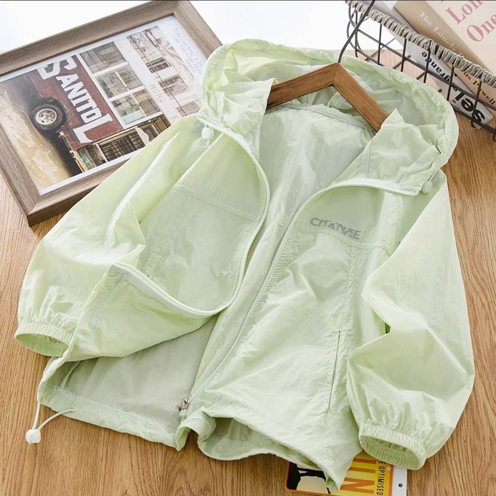 Damen nan ultraleichte Windjacke mit Kapuze und elastischen Bündchen