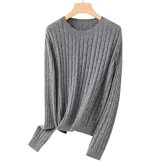Damen Kuscheliger Zopfstrick-Pullover aus Feinstrick mit Rundhalsausschnitt Shop Nory