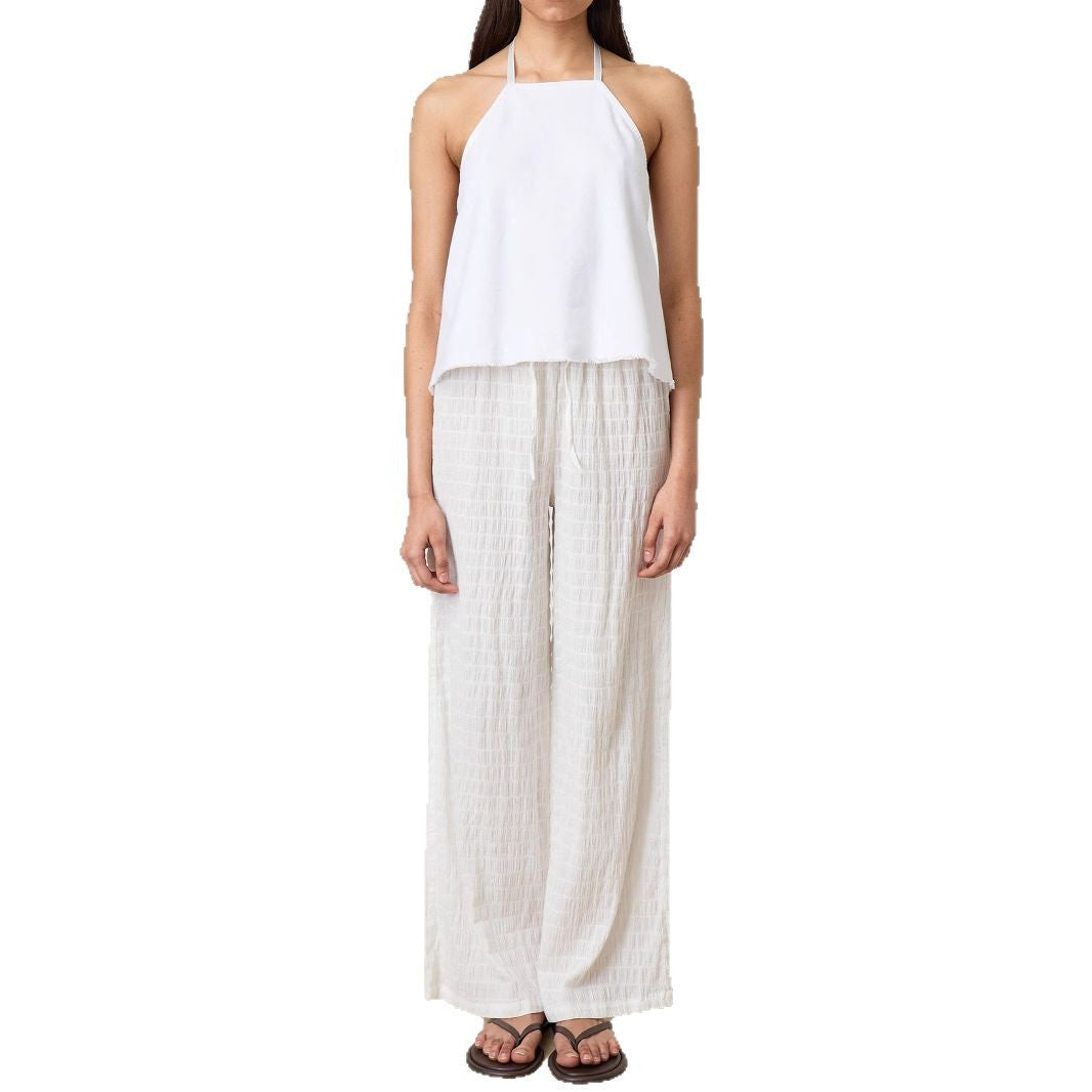 Damen Leichte Palazzo-Loungehose aus Crinkle-Gauze mit hoher Komfort-Taille Shop Nory