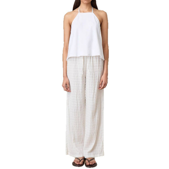 Damen Leichte Palazzo-Loungehose aus Crinkle-Gauze mit hoher Komfort-Taille Shop Nory