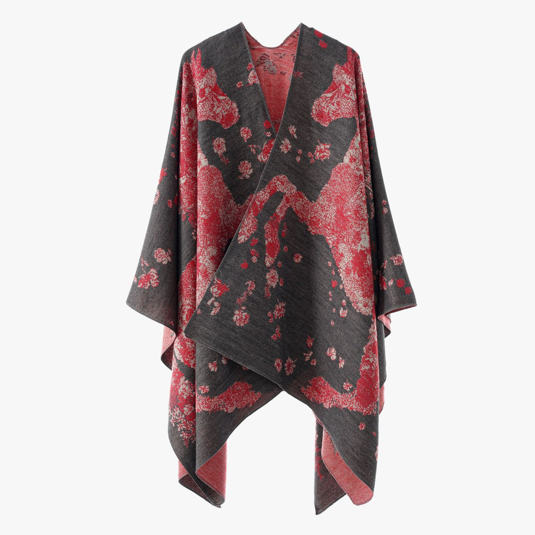 Damen Oversize-Wickelponcho im Kimono-Fall mit feinem Jacquardgewebe Shop Nory