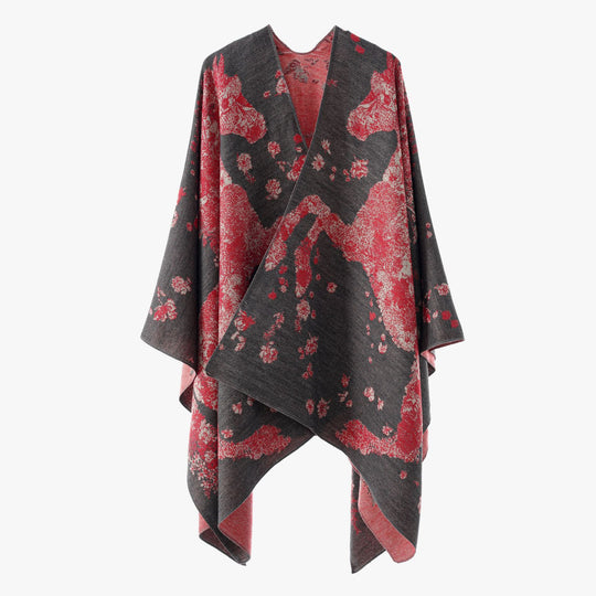 Damen Oversize-Wickelponcho im Kimono-Fall mit feinem Jacquardgewebe Shop Nory