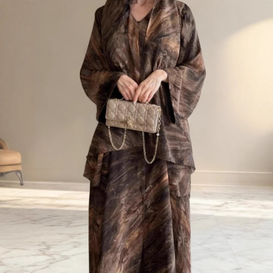 Damen nan langes fließendes Kapuzenkaftan Kleid mit weitem Arm und mehrlagigem Chiffon Shop Nory