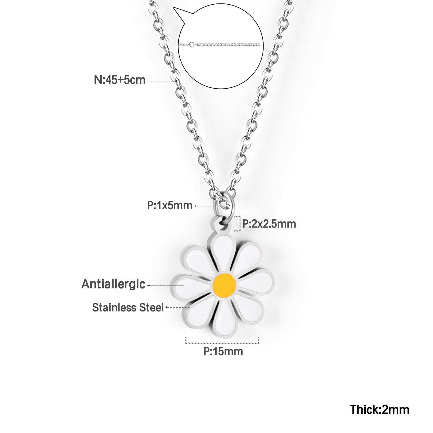 Damen schmückendes Armband mit verspieltem Margaritenmotiv und hochwertiger Edelstahloberfläche Shop Nory