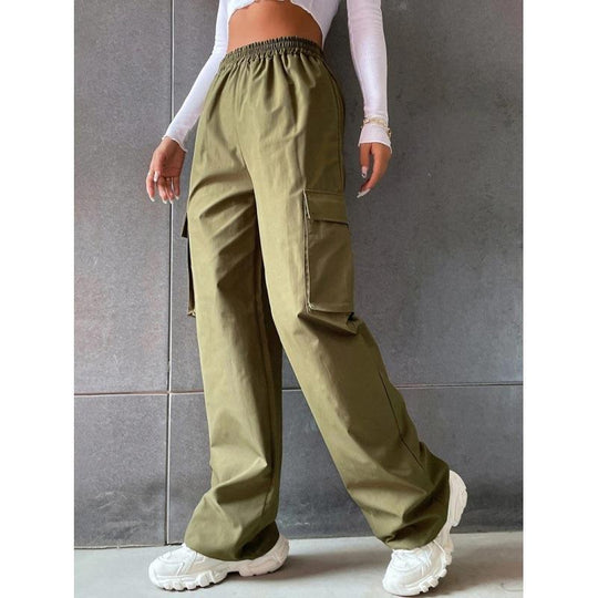 Damen Cargo-Hose mit seitlichen Taschen und elastischem Bund