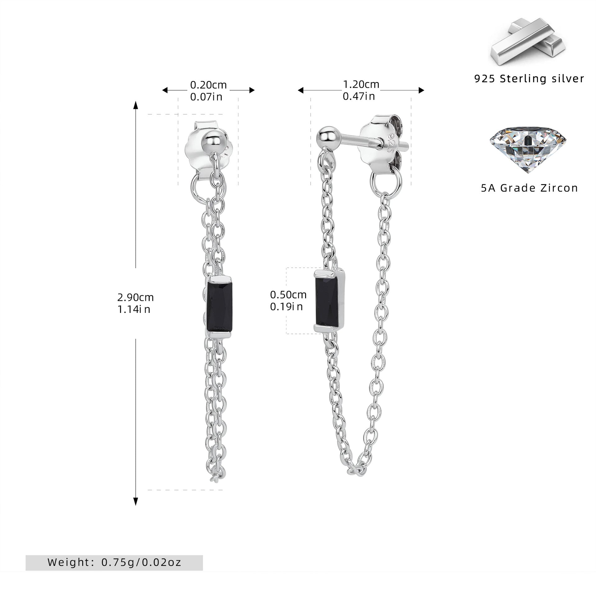 Damen Ohrringe mit luxuriösen Zirkonanhängern aus 925 Sterling Silber Shop Nory
