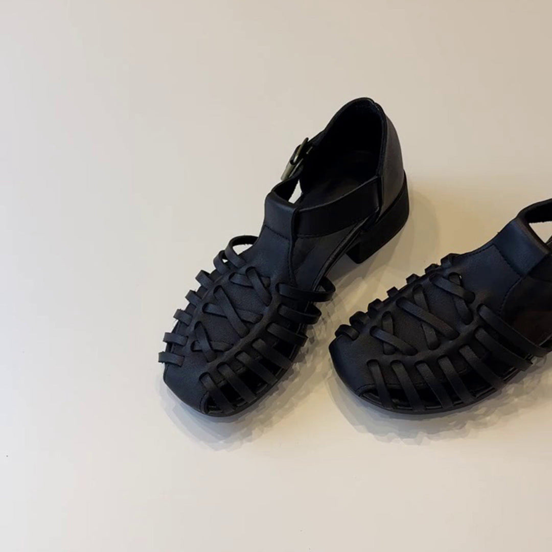 Damen Sandalen im trendigen Gitterdesign mit Blockabsatz Shopnory