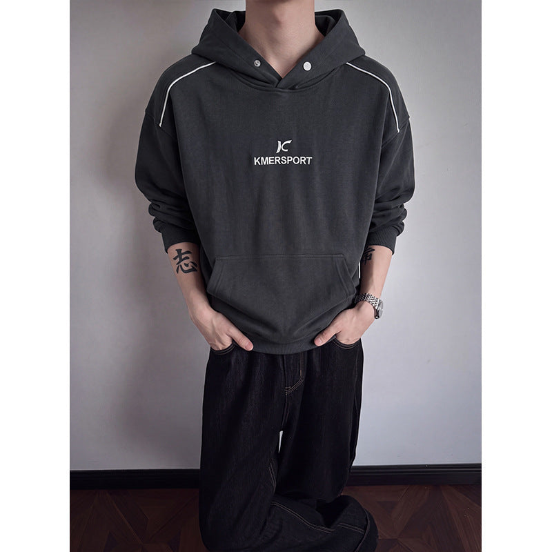 Herren Lässiger Kapuzenpullover im Sportstyle mit Kontrastpaspel und Kängurutasche Shop Nory