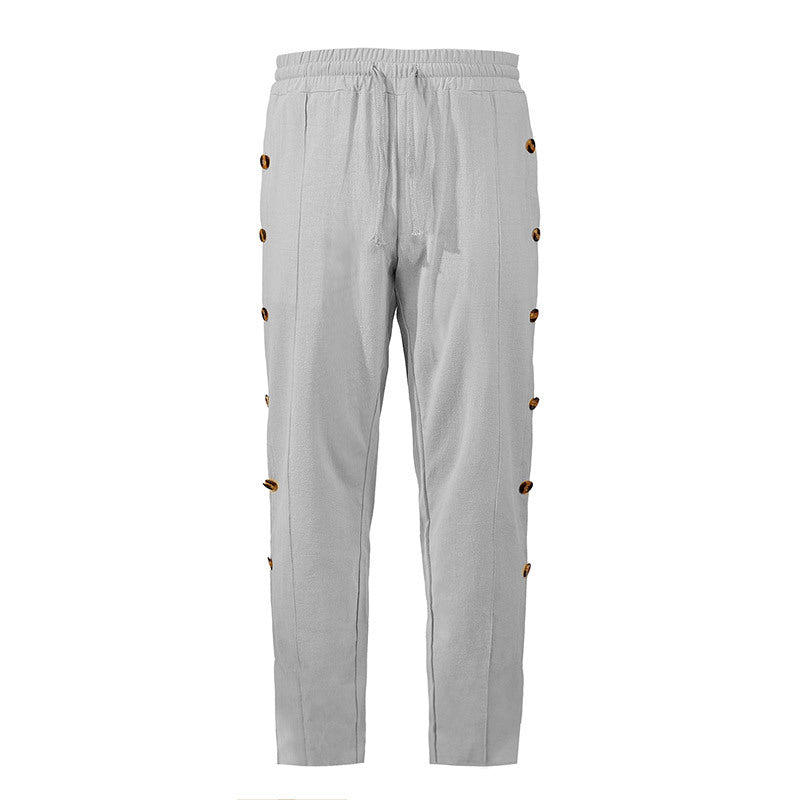 Herren Relaxed-Fit Freizeithose mit seitlichen Zierknopfleisten, elastischem Bund und Kordelzug Shop Nory