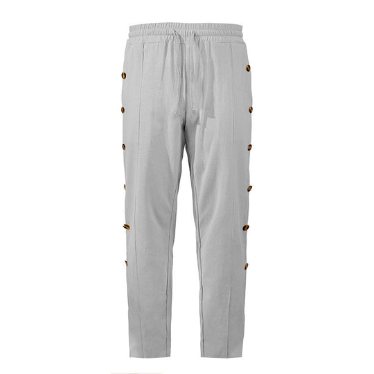 Herren Relaxed-Fit Freizeithose mit seitlichen Zierknopfleisten, elastischem Bund und Kordelzug Shop Nory