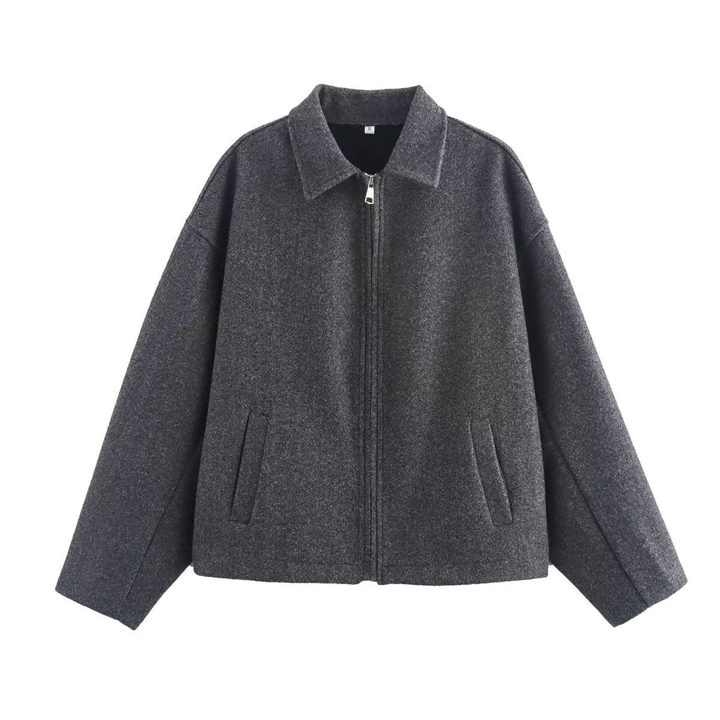 Damen Übergangsjacke im lässigen Oversized-Stil mit praktischen Eingrifftaschen und Stehkragen Shopnory