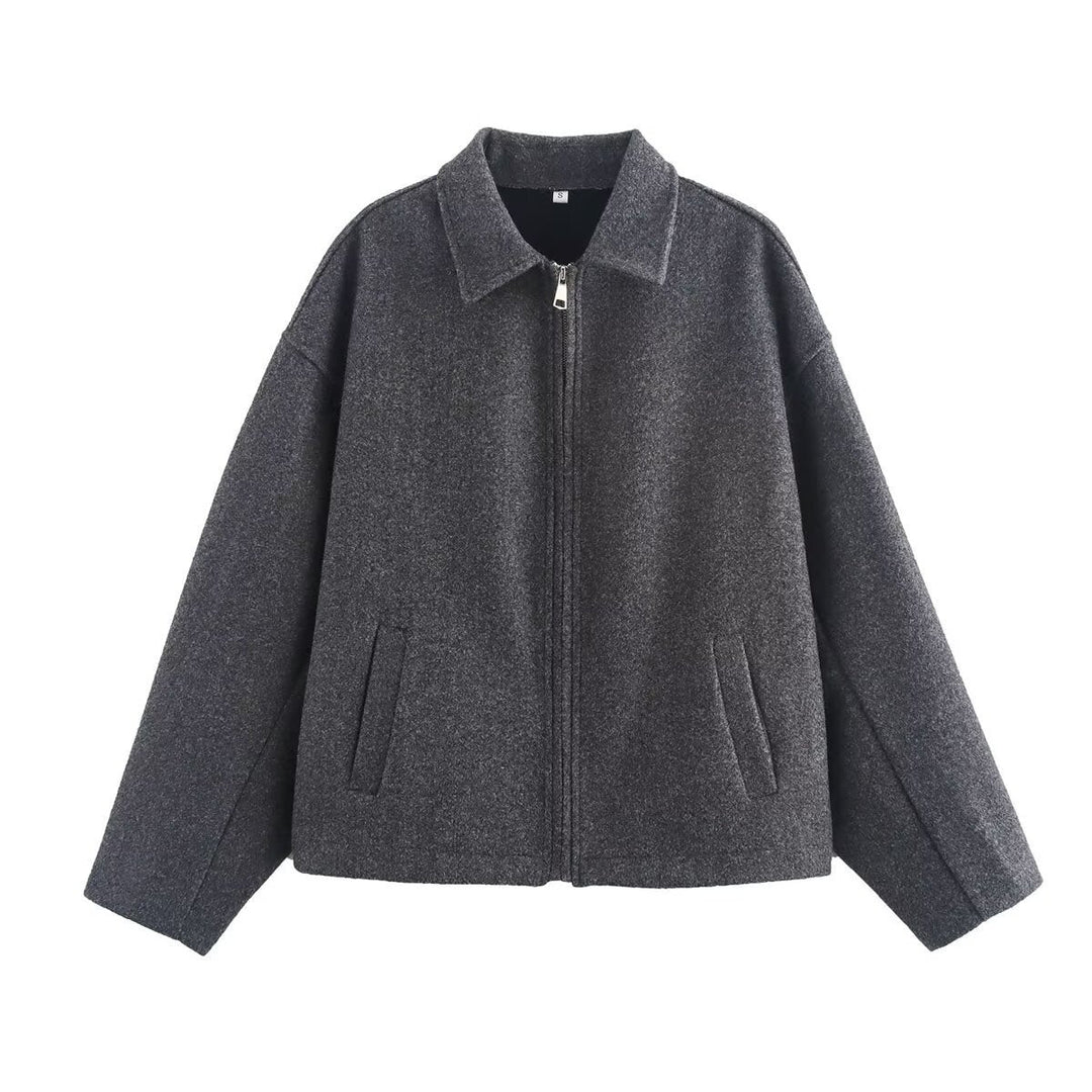 Damen Übergangsjacke im lässigen Oversized-Stil mit praktischen Eingrifftaschen und Stehkragen Shopnory