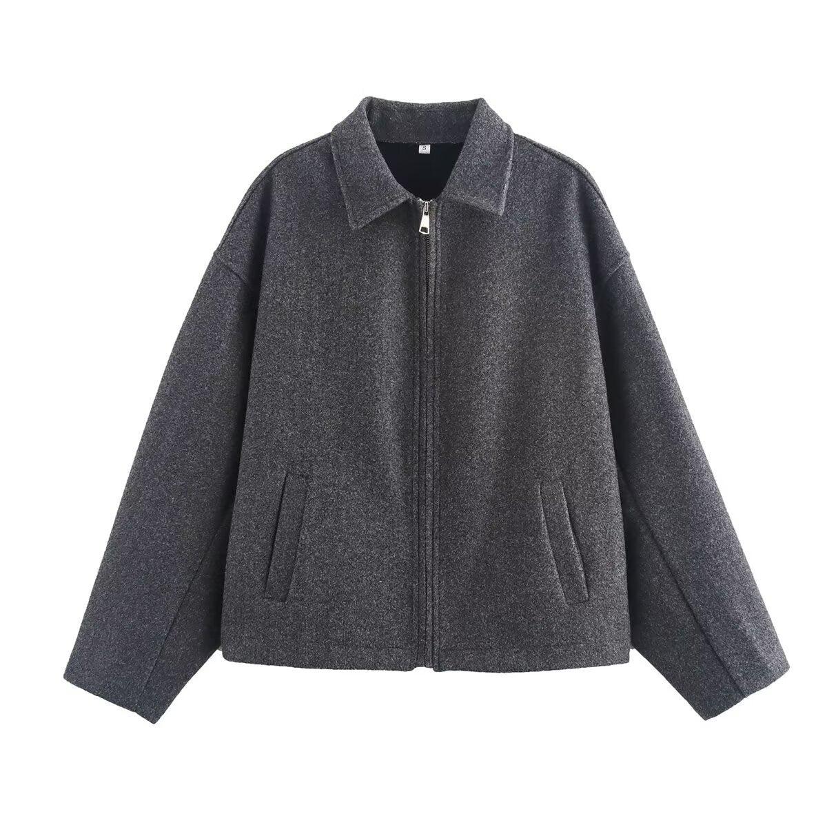 Damen Übergangsjacke im lässigen Oversized-Stil mit praktischen Eingrifftaschen und Stehkragen Shopnory