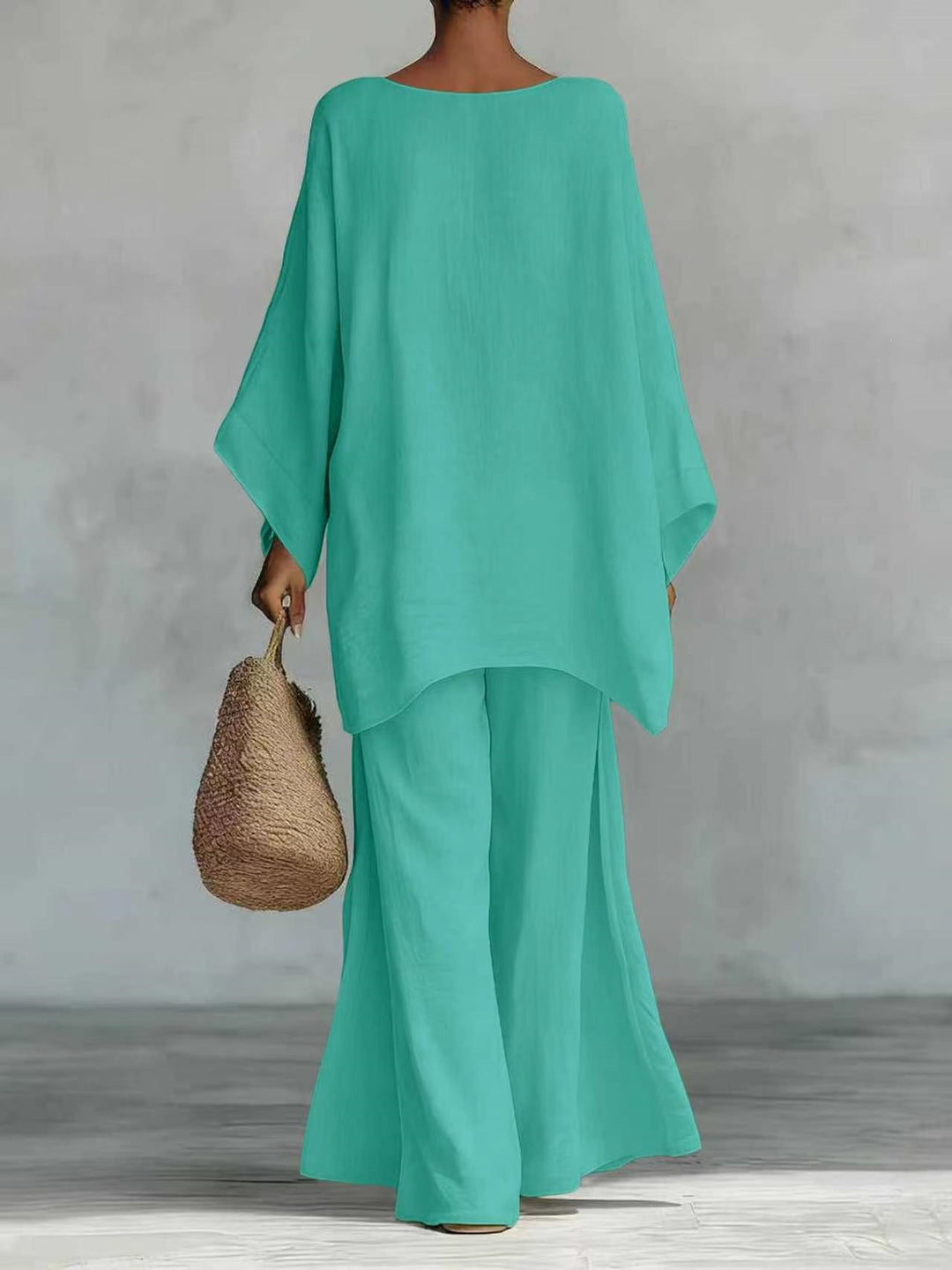 Damen Lässiges Oversize-Kaftanoberteil mit weiten Palazzohosen Shop Nory