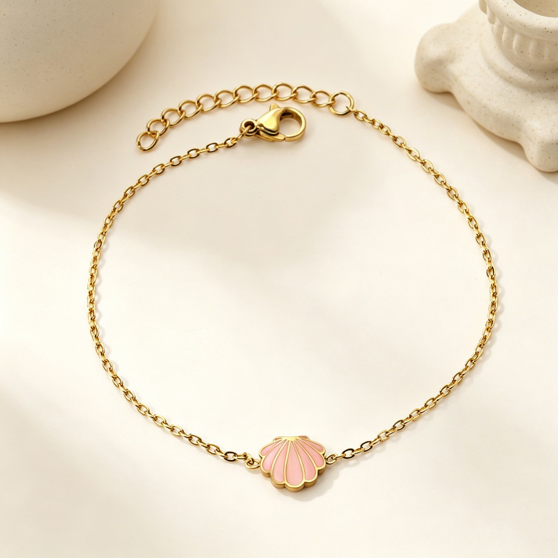 Damen elegante Armkette mit Muschel-Anhänger aus hochwertigem Edelstahl Shop Nory
