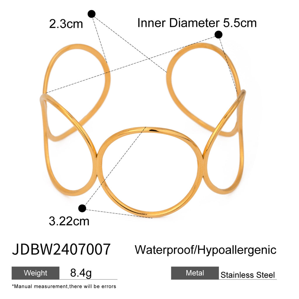 Damen Offenes Armband aus hypoallergenem Edelstahl mit elegantem Schwungdesign Shop Nory