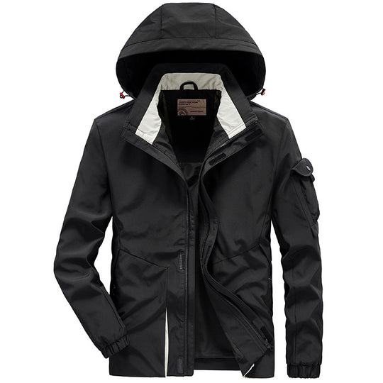 Herren Leichte Multifunktions-Outdoor-Windjacke mit Kapuze und Ärmel‑Tasche Shop Nory