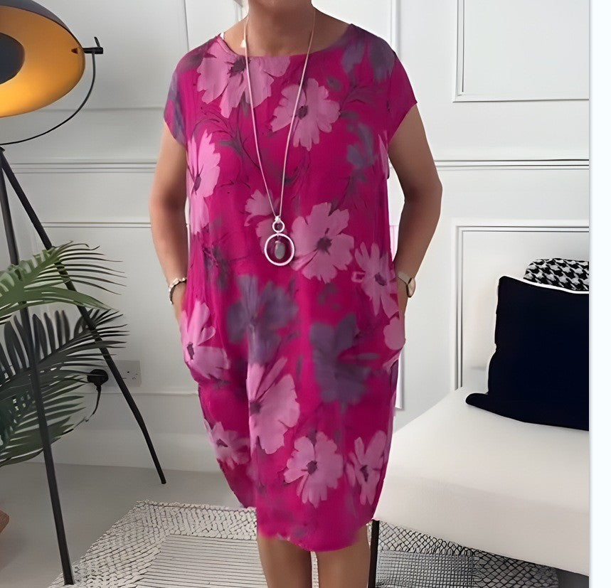 Damen Leichtes Strandkleid mit floralem Muster und Taschen
