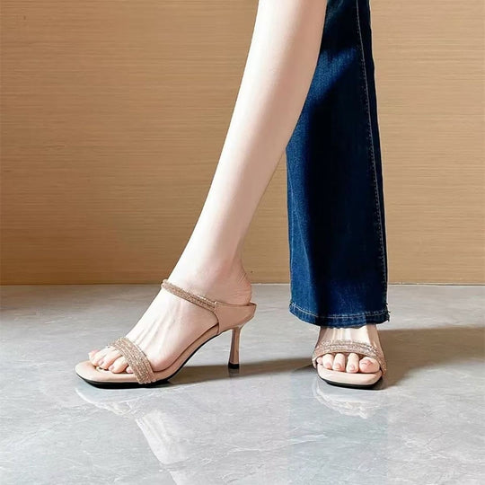 Damen Glitzernde Riemen-Mules mit schmalem Stilettoabsatz und offenem Zehenbereich Shop Nory
