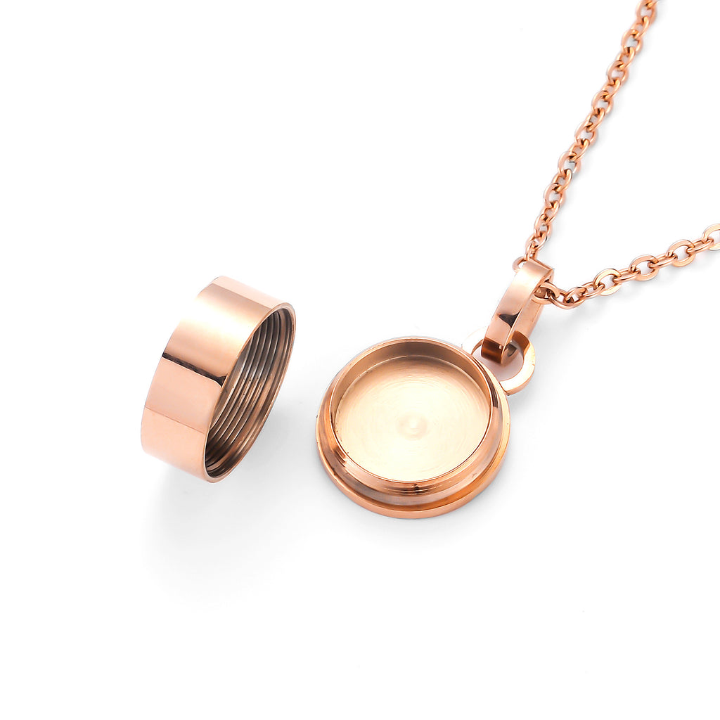 Damen Halskette mit runder Medaillon-Anhänger und funkelnden Kristallen Shop Nory