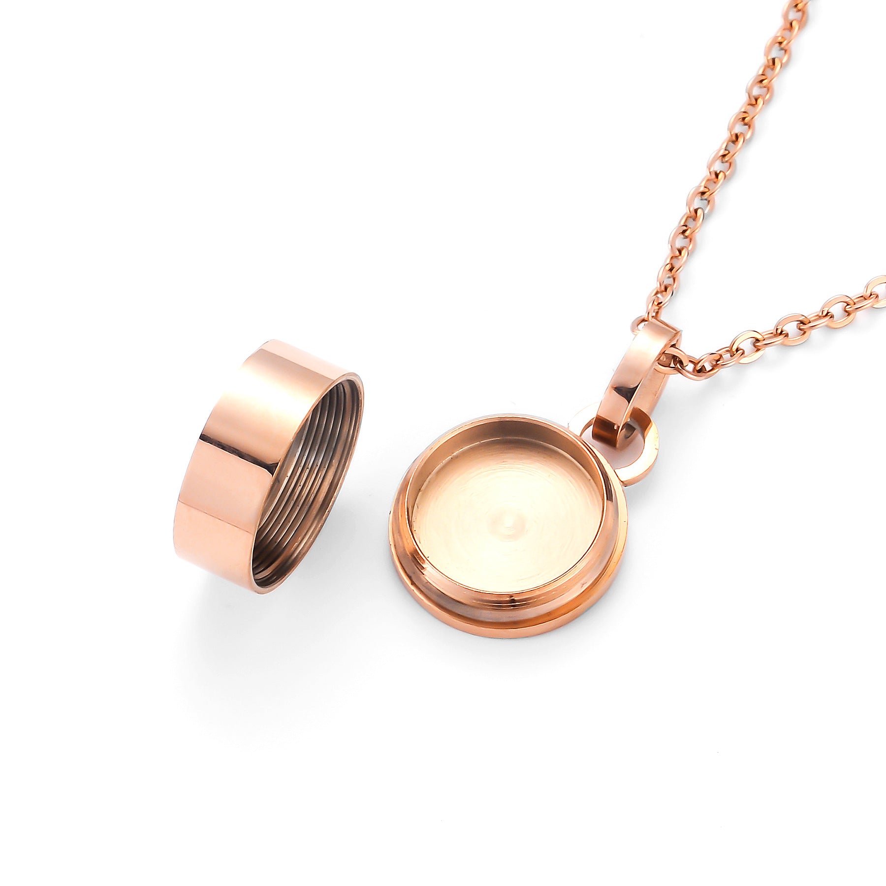 Damen Halskette mit runder Medaillon-Anhänger und funkelnden Kristallen Shop Nory
