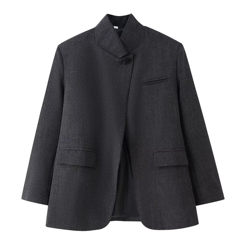 Damen Oversized-Blazer im Boxy-Schnitt mit asymmetrischem Stehkragen und verdeckter Knopfleiste Shop Nory