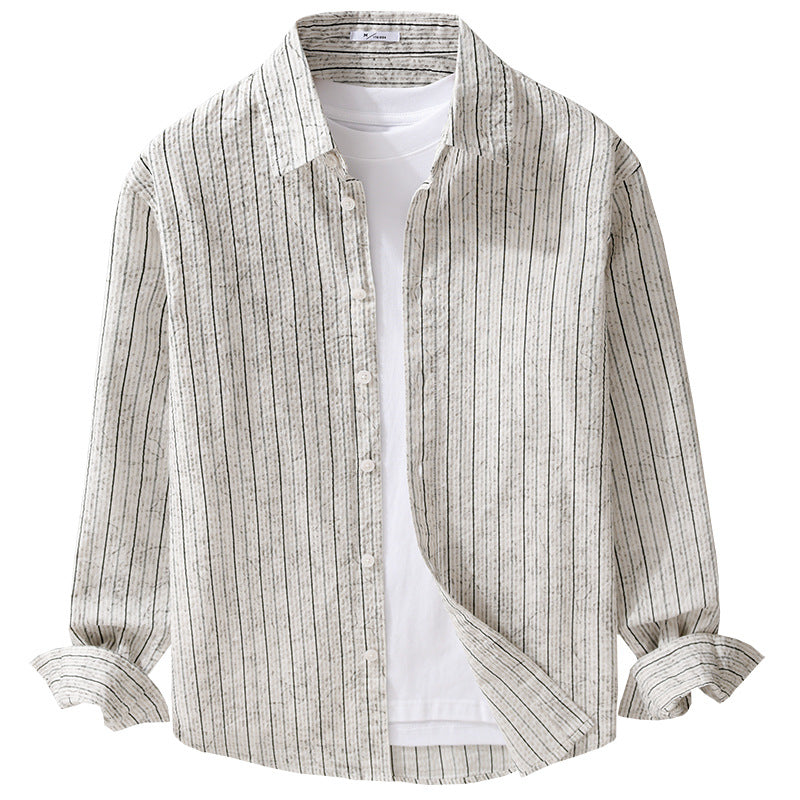 Herren Leichtes Langarm-Hemd mit feiner Nadelstreifenstruktur und Relaxed-Fit Shop Nory
