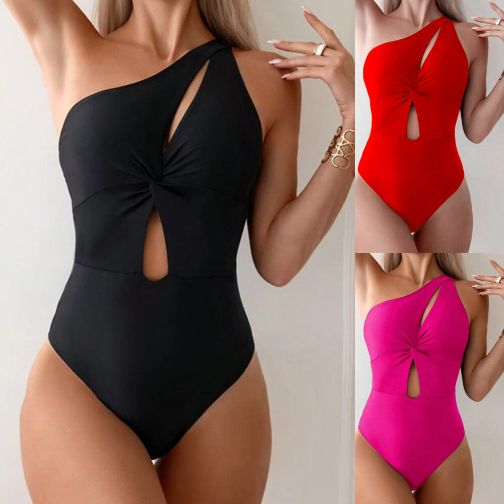 Damen Einseitiger Cut-Out Badeanzug