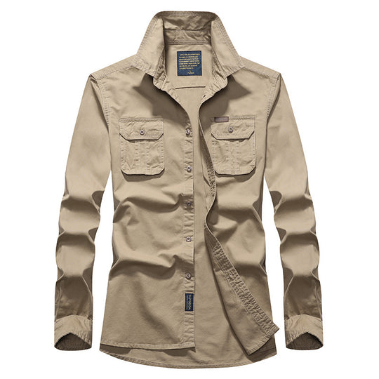 Herren Baumwoll-Utility-Hemd mit Brustpattentaschen, verstärkter Verarbeitung und klassischem Hemdkragen Shop Nory