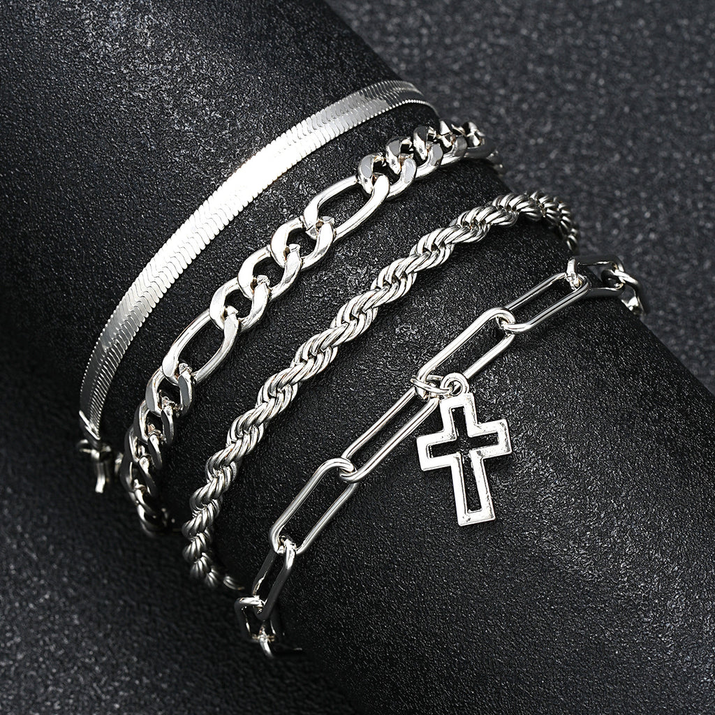 Damen mehrschichtiges Schmuckset mit Kreuzanhängern Shop Nory