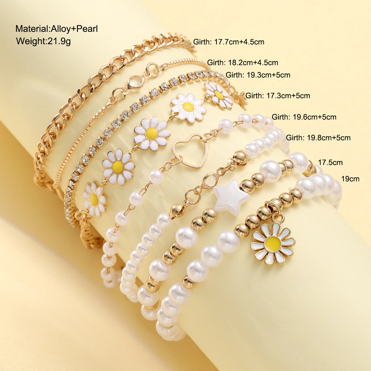 Damen Armband-Set mit verspielten Margeriten-Elementen Shop Nory
