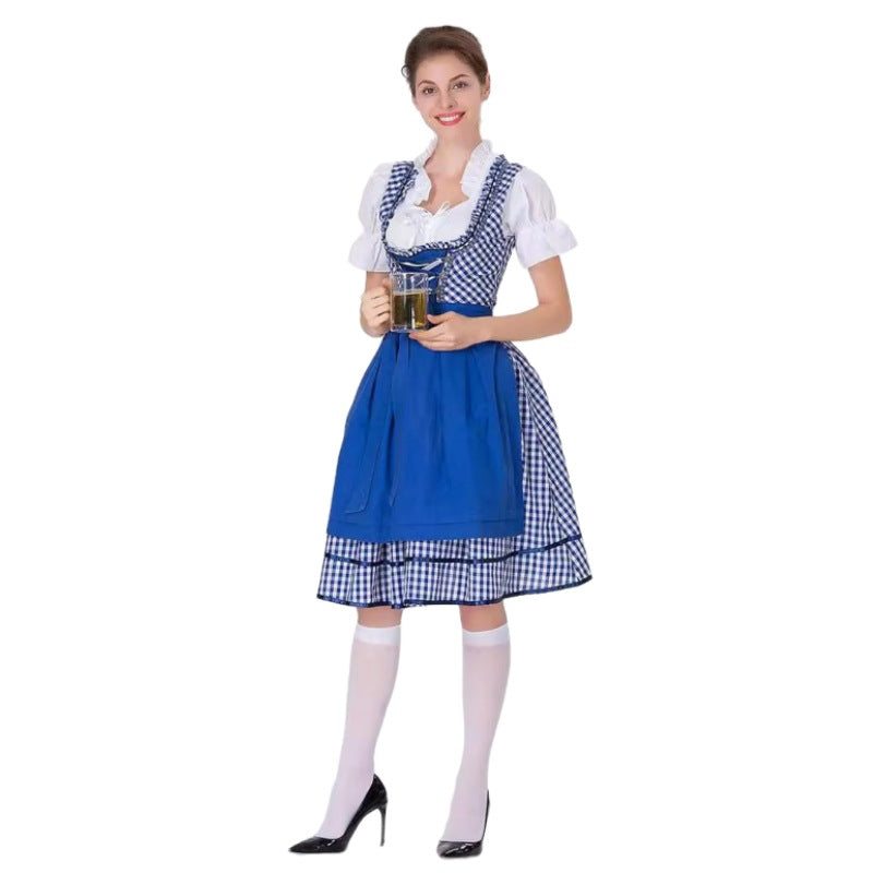 Damen nan traditionelles Oktoberfest Dirndl mit Rüschenbluse, geschnürtem Mieder und Schleifen-Schürze Shop Nory