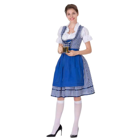 Damen nan traditionelles Oktoberfest Dirndl mit Rüschenbluse, geschnürtem Mieder und Schleifen-Schürze Shop Nory