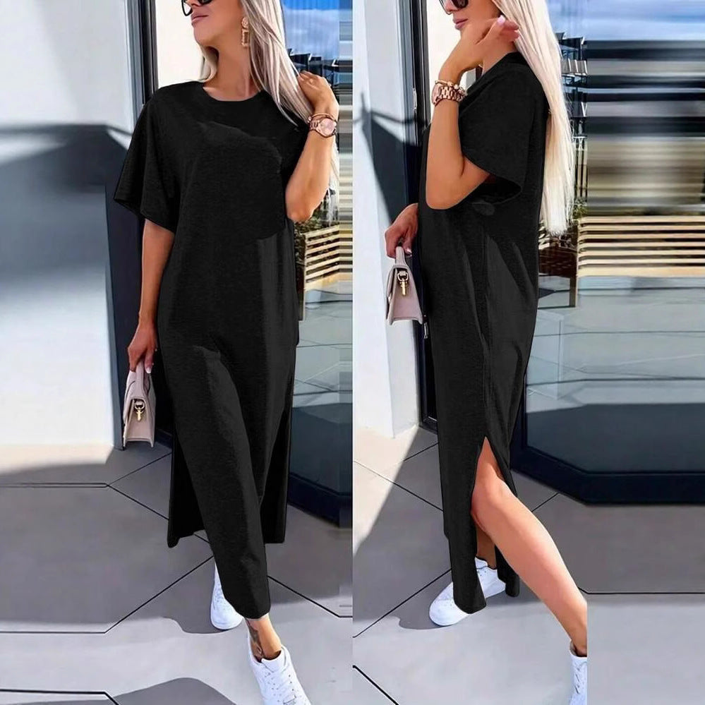Damen Lässiges Maxikleid mit seitlichen Schlitzen und Oversize-Design