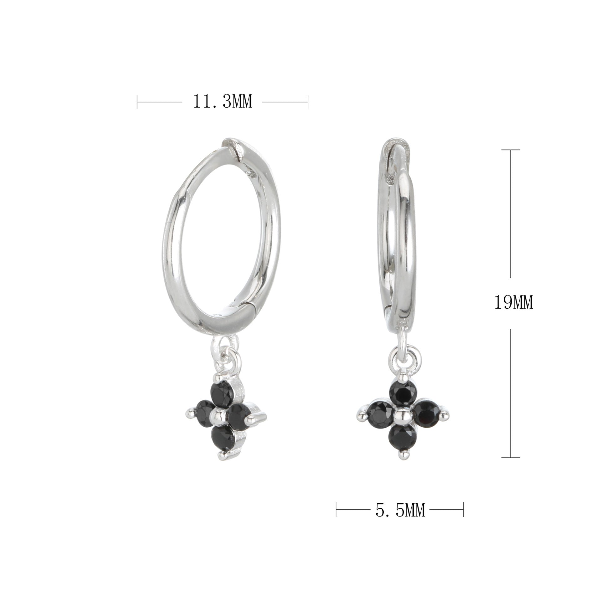 Damen Creolenohrringe mit blütenförmigen Anhängern und hochwertigem Zirkonbesatz Shop Nory