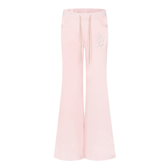 Damen Ausgestellte Loungehose mit hohem Komfortbund, Kordelzug und Strass‑Logo Shop Nory