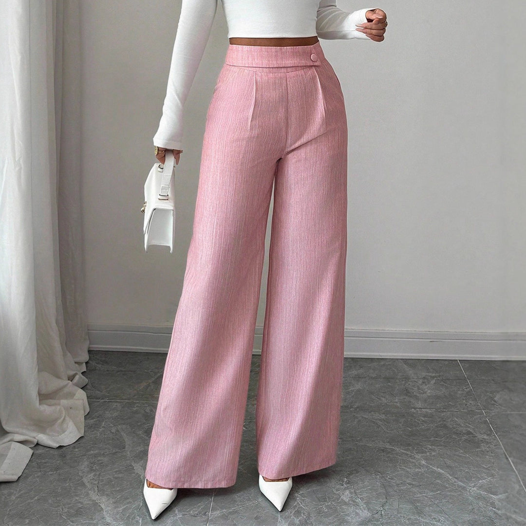 Damen Hochtaillierte Palazzohose mit asymmetrischer Knopfblende und Bundfalte Shop Nory