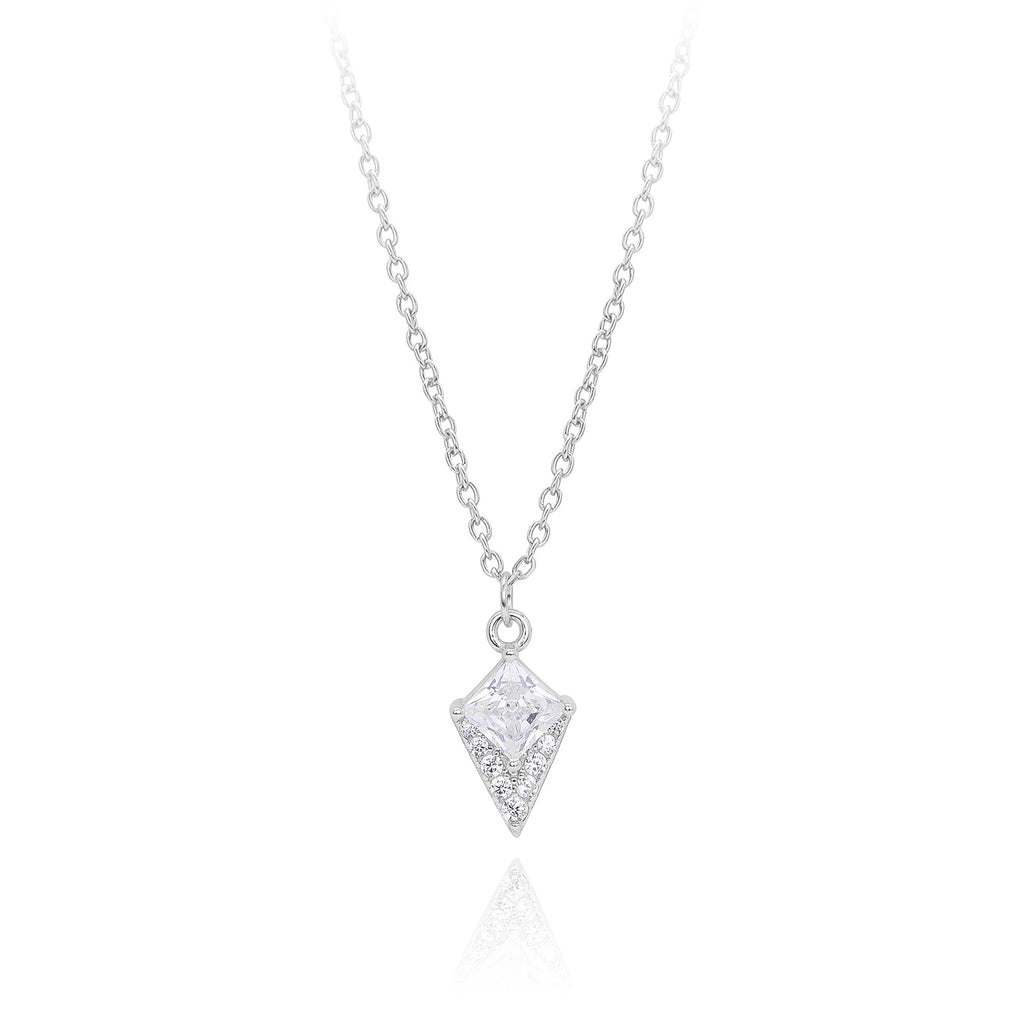 Damen Halskette mit diamantförmigem Anhänger und funkelnden Zirkonia Shop Nory