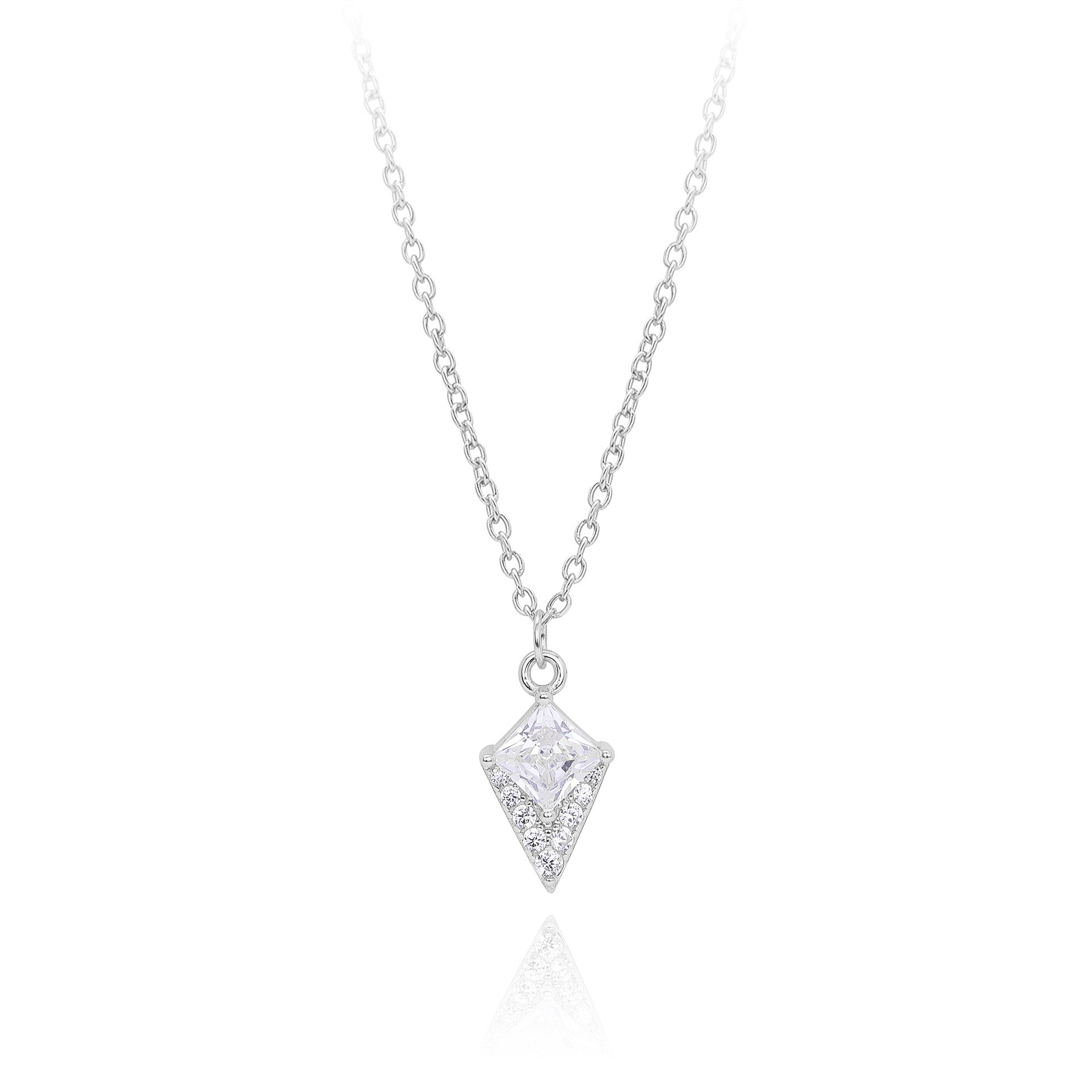 Damen Halskette mit diamantförmigem Anhänger und funkelnden Zirkonia Shop Nory