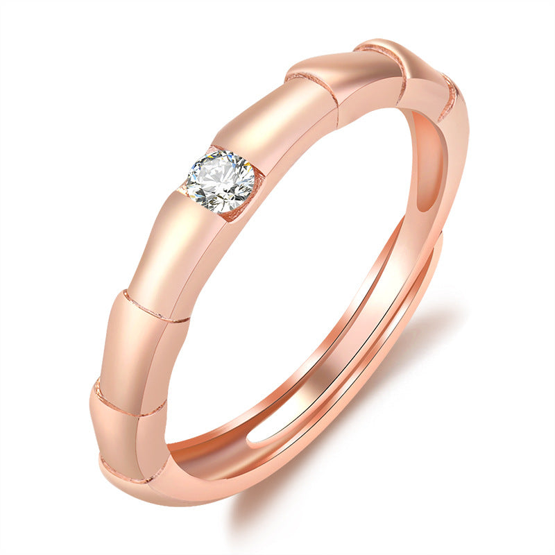 Damenring mit elegantem Bambusdesign und funkelndem Zirkonia Shop Nory
