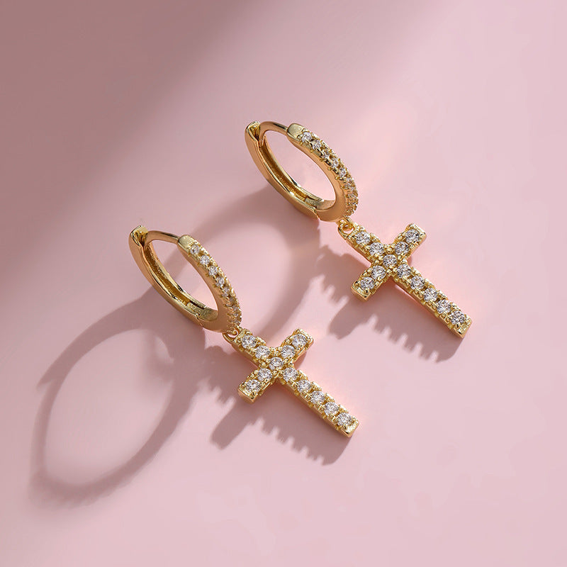 Damen Ohrhänger mit funkelndem Kreuz-Design Shop Nory