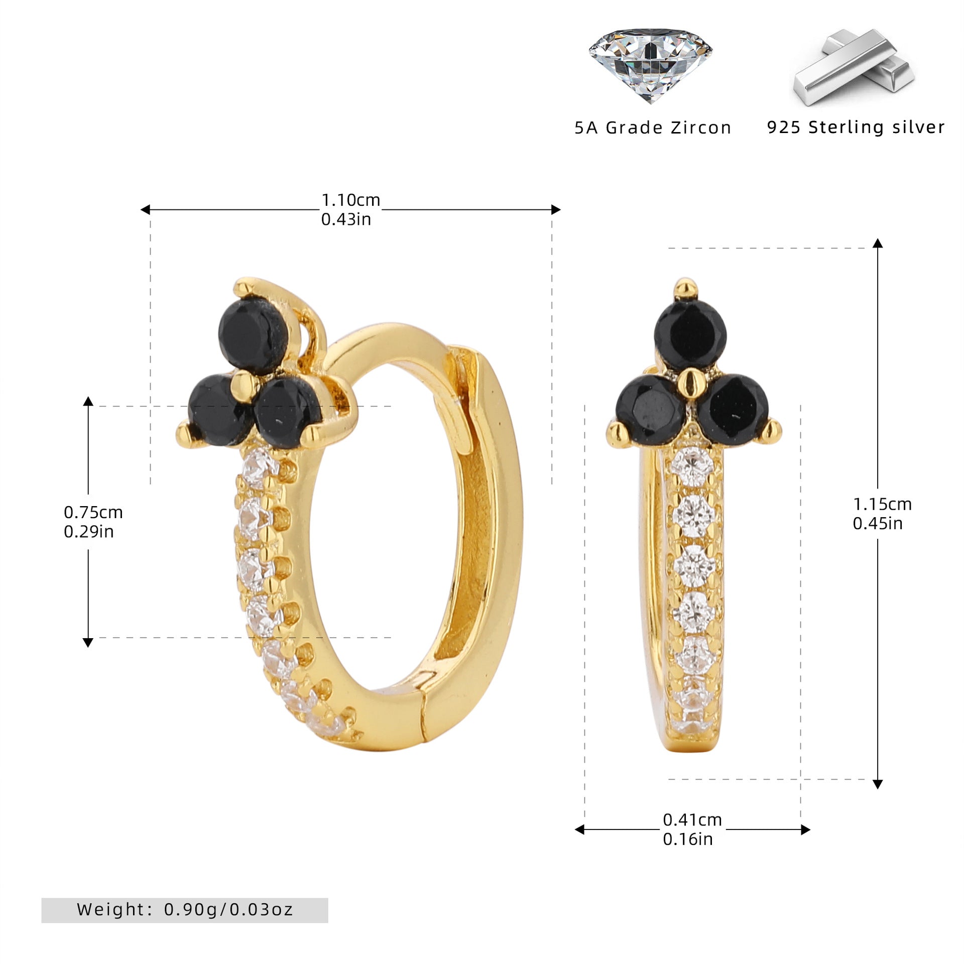 Damen Ohrhänger mit glitzerndem Zirkonmotiv und hochwertigem 925 Sterling Silber Shop Nory