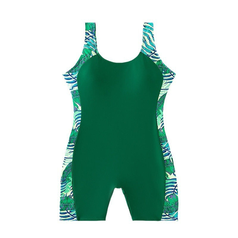 Damen Sportlicher Schwimmanzug mit Pflanzenmuster Shopnory