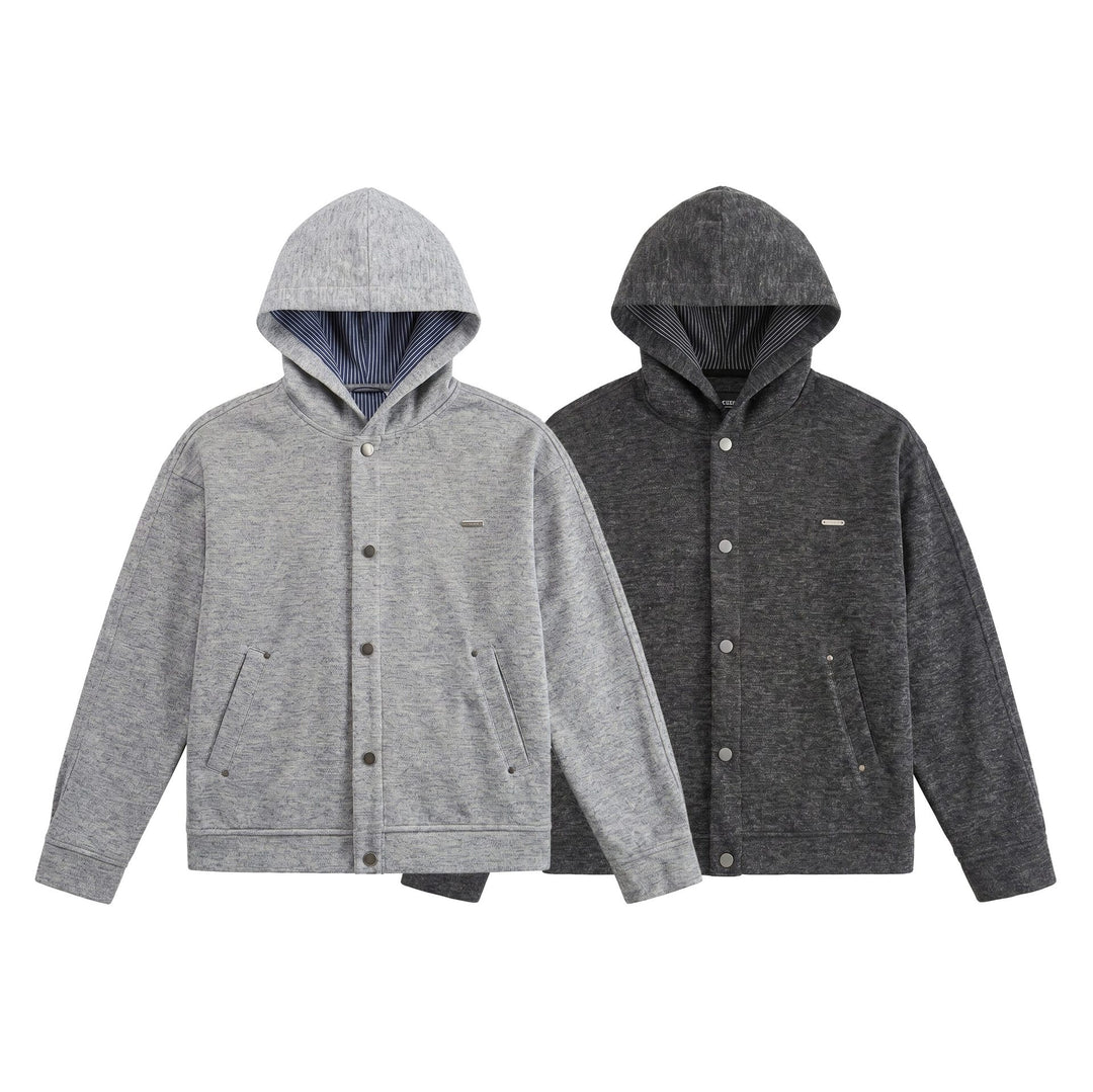 Unisex Kurz geschnittene Boxy-Kapuzenjacke aus Sweat mit Druckknopfblende und Eingrifftaschen Shop Nory