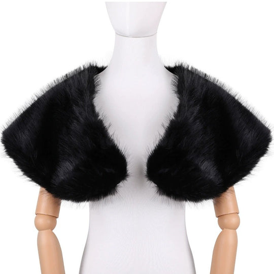 Damen Ärmellose Kunstpelz‑Schulterstola kurz mit voluminösem Umlegekragen Shop Nory