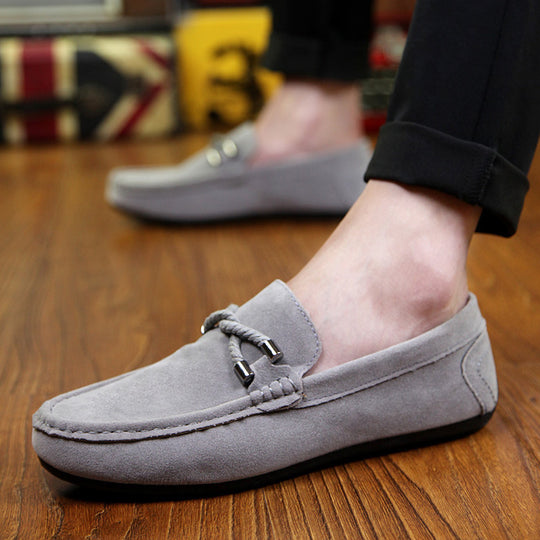 Damen weicher Veloursleder Mokassin Loafer mit geflochtener Dekorschnur und flexibler Gummisohle Shop Nory
