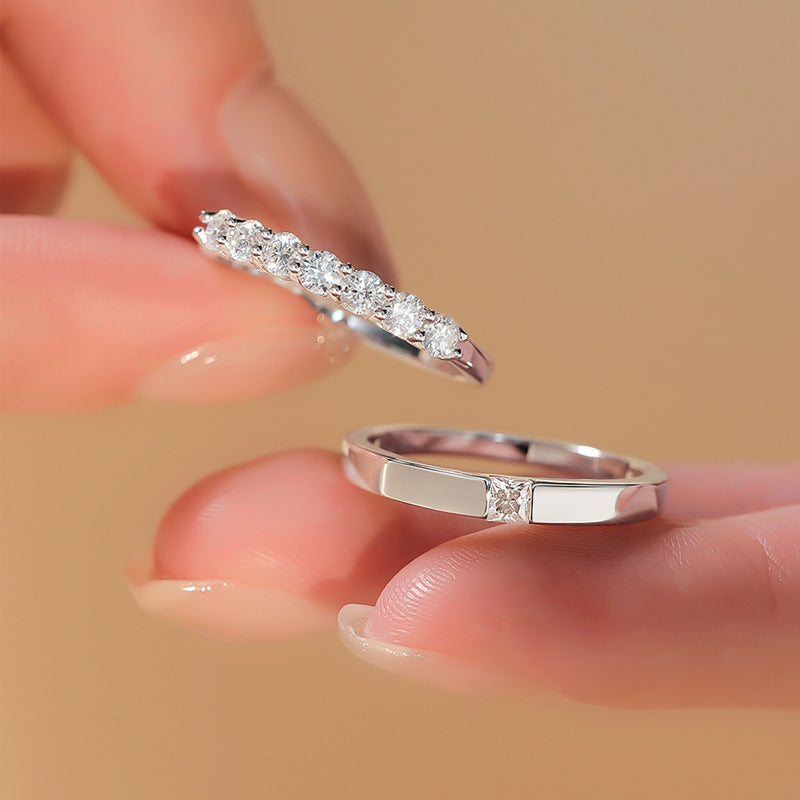 Damen minimalistischer Ring mit funkelnden Zirkonia Steinen Shop Nory
