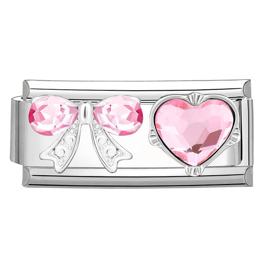 Modulare Charms-Anhänger mit Kristall-Schleife und Herzmotiven